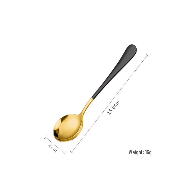 

Милая ложка из нержавеющей стали с длинной ручкой в корейском стиле с рисунком арбуза золотой/чёрный