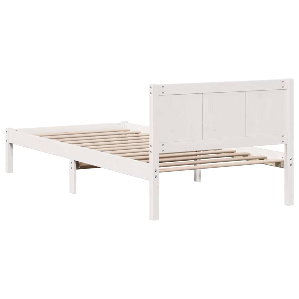 Bed Frame White 75 x 190 cm Solid Pine Wood