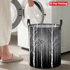 Collapsible Laundry Basket Large Round Waterproof Fabric Hamper Dirty Clothes Storage Bin Toy Organizer with Handles