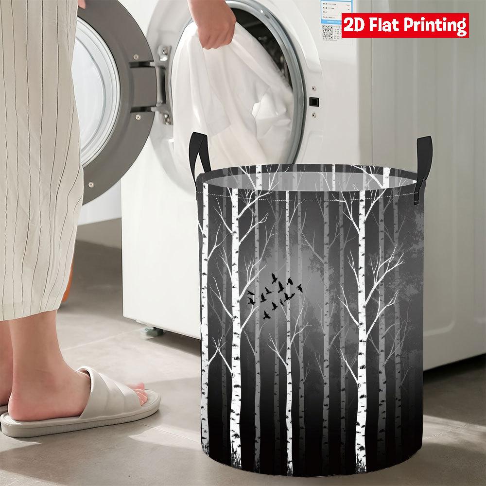 Collapsible Laundry Basket Large Round Waterproof Fabric Hamper Dirty Clothes Storage Bin Toy Organizer with Handles