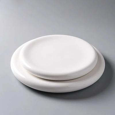 Saf Beyaz Seramik Çift Katmanlı Disk Tatlı Tabağı Atıştırmalık Tabağı Pizza Tabağı Barbekü Tabakları Restoran Özel Sofralık