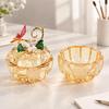Translucent Glass Pumpkin Container with Removable Lid for Covered Small-Item Storage and Decorative Tabletop Display