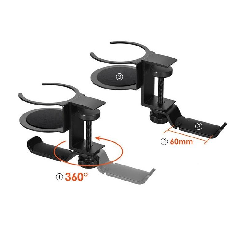 1 Peça Suporte para Caneca de Ferro sem Furo Borda da Mesa Rotação 360 Graus Suporte para Fones de Ouvido Suporte para Copo de Água