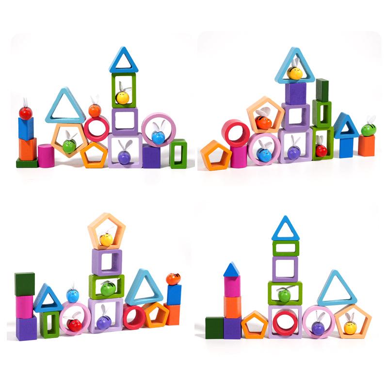 Magnetic Wooden Bee Set: 3-in-1 Educational Toy for Children's Shape Recognition and Building Skills