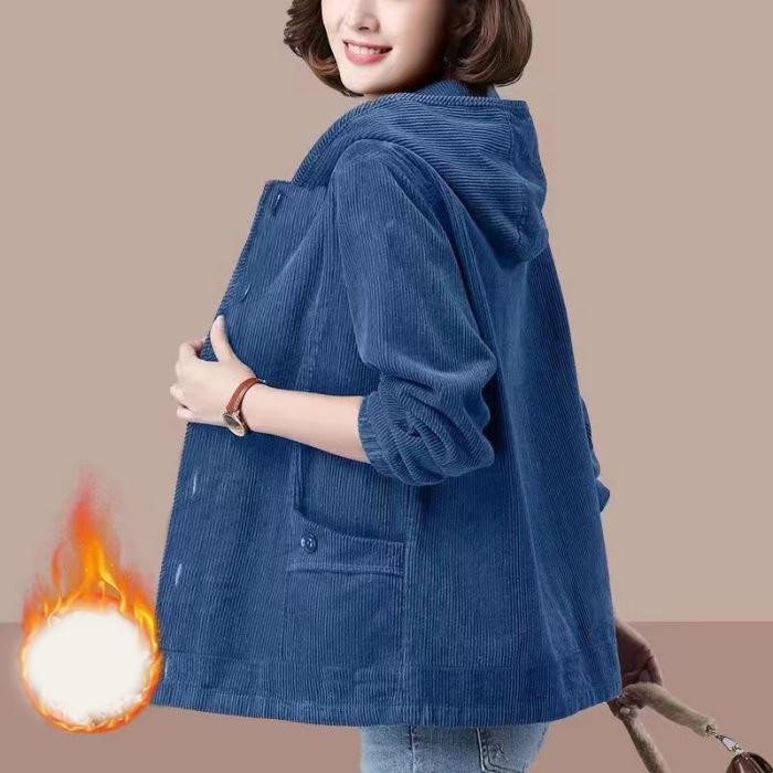 

Женская вельветовая куртка свободного кроя в корейском стиле с бархатом, доступная в больших размерах для весны, осени и зимы 3XL