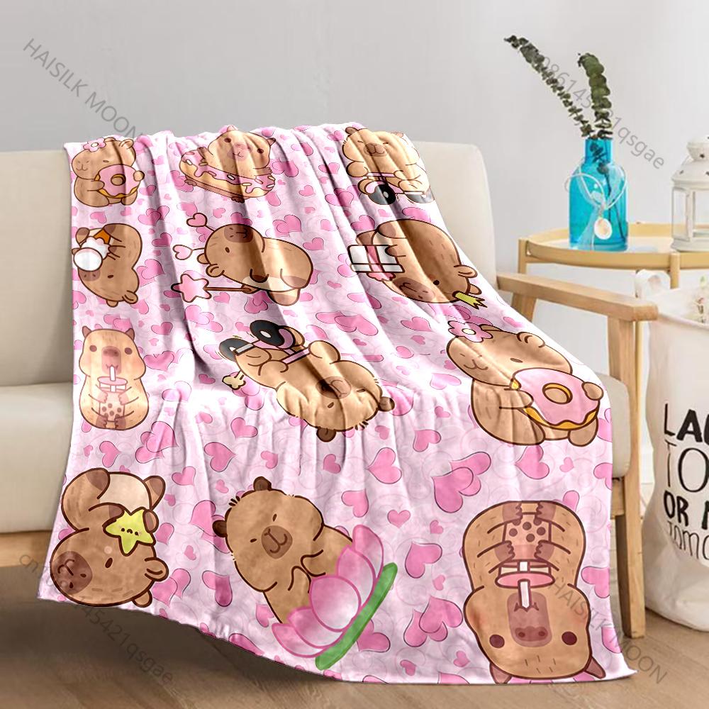 Verschiedene Größen Capybara Cartoon Decke Warm Weich Flauschig Überwurf King Size Luxus Überwurf Kinder Erwachsener Bett Sofa Decke Reise Überwurf