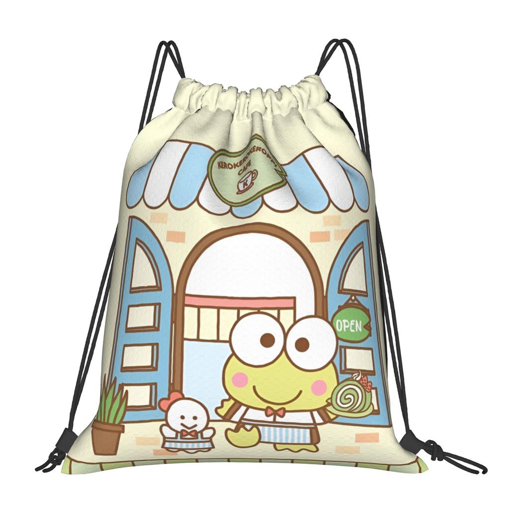 Custom K-KeroKeroKeroppies Drawstring Bags Men Women Foldable Sports Gym Sackpack Frog Cartoon Shopping Storage Backpacks