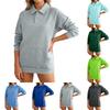 Women's Long Sleeve Button Down Sweatshirt with Collar and Pockets Casual Top