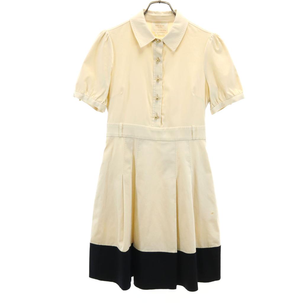 Kate Spade Short Sleeve Half Button One Piece Off-white Women Used