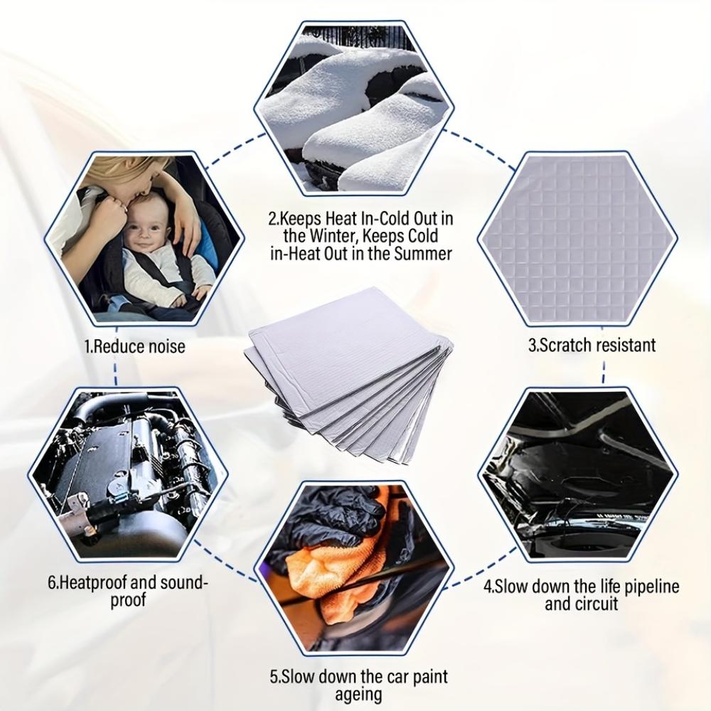 10-30 Stück Schalldämmmatte Wärmeisolierung Matte Auto Schalldämmung Dämmung Auto Motorhaubenisolierung Autozubehör Innenraum