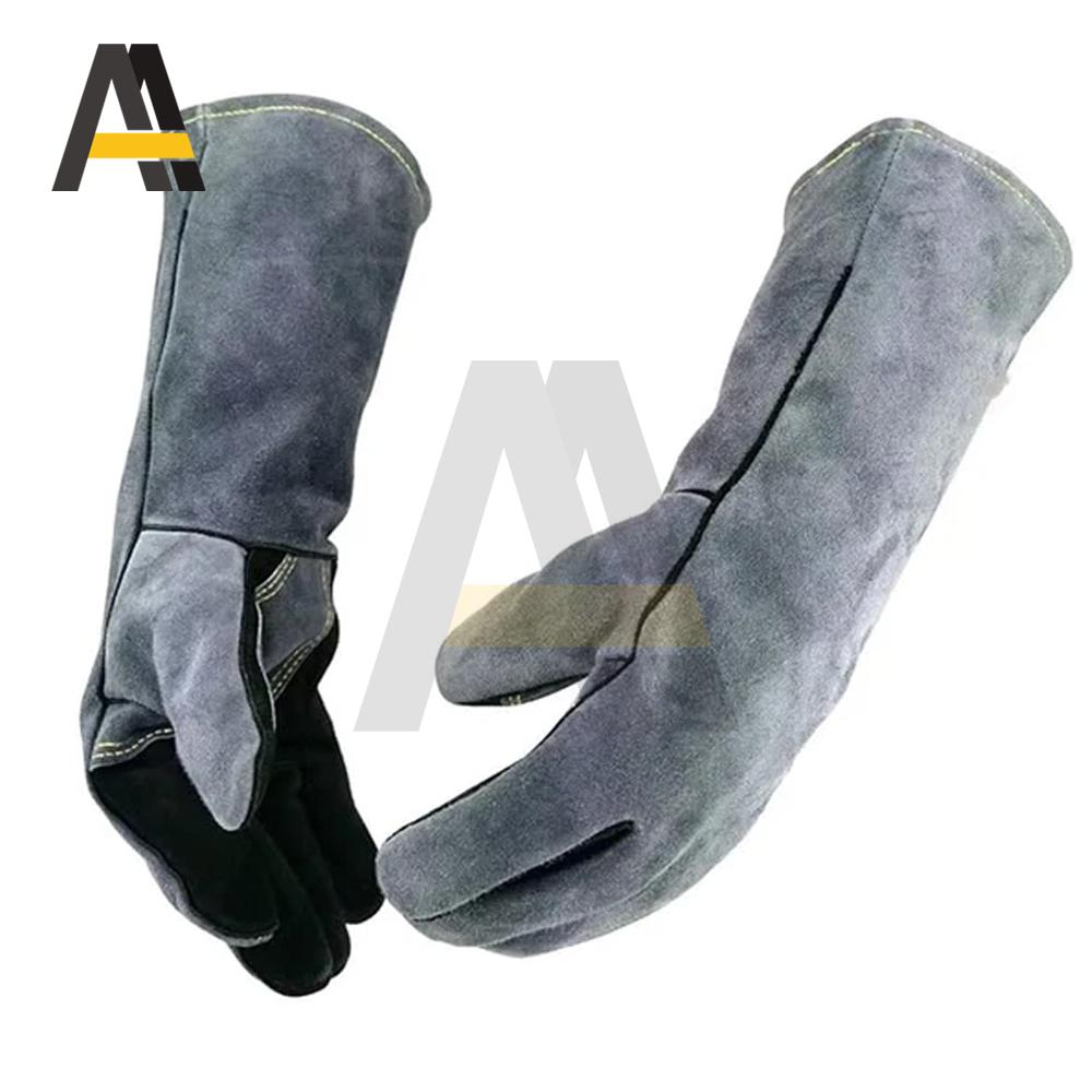 Heat Resistant Oven Gloves Mitts Baking BBQ Gloves For Grill Heat Insulation Leather Forging Double Layer Welding Gloves