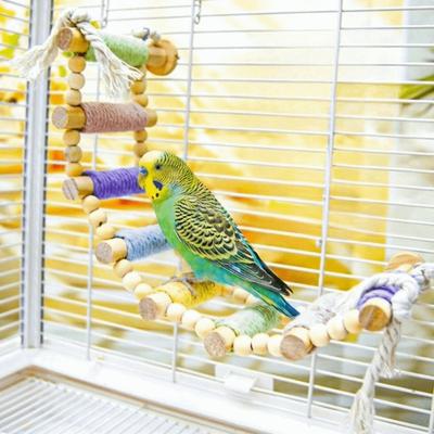 5/8/10 Steps Bird Cotton Rope Ladder Colorful Bird Cage Decoration Wood Bird Perch  Hamster Cage