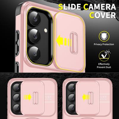 Coque de téléphone avec support anneau magnétique pour Samsung Galaxy S26 S25 S24 S23 Ultra FE Plus 5G Protection d'objectif coulissante Armure antichoc