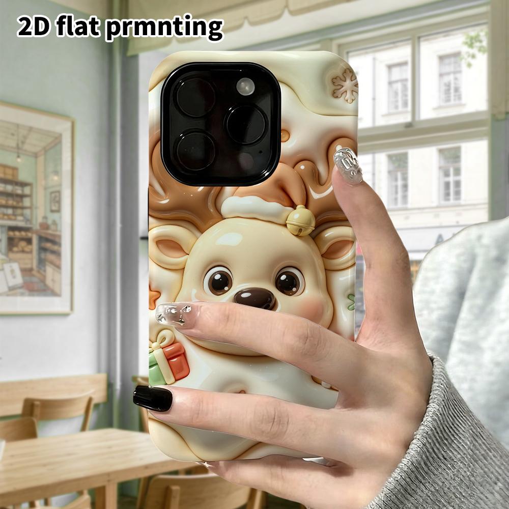 Phone Case: 2D Flat Design Suitable for iPhone 18 17 16 15 14 13 Pro Protective Case, Christmas Reindeer, Perfect Holiday Gift for Christmas and Hallo