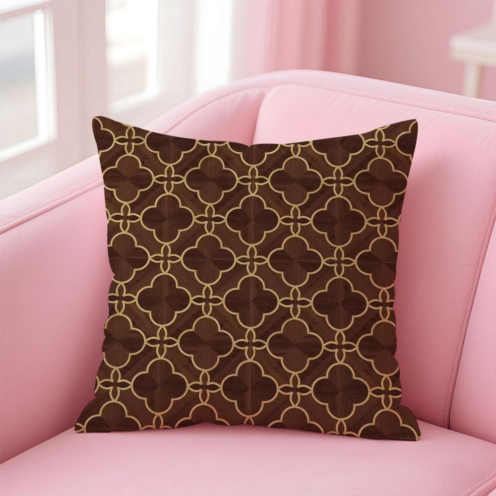 Classic Patterns Cushion Cover Pillowcase Short Plush Invisible Zipper Room Sofa Cushion Cover