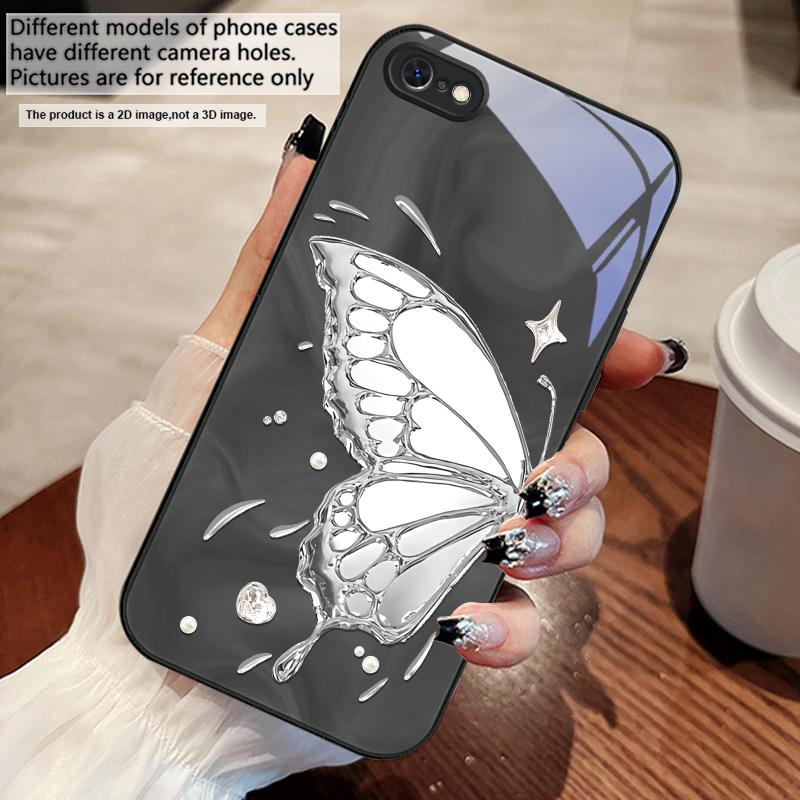 Butterfly of Ice Crystals For iPhone 17 Air 16 E 15 14 13 Plus 12 Mini 11 17 Pro Max XR Xs Max 16E 7 8 Tempered Glass Phone Case