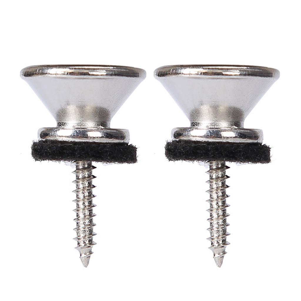 2Pcs Metal Guitar Strap Locks Guitar Strap Buttons Guitar Strap Buttons End Pins with Mounting Screws and Felts Cushions