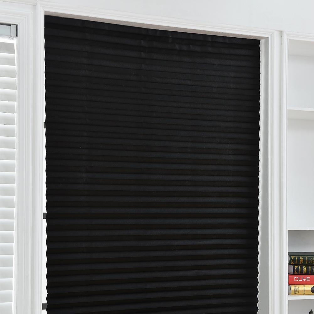 Self-Adhesive Pleated Blinds Semi-Blackout Windows Bathroom Home Window Sheer Curtain Divider Valance Drape Curtains