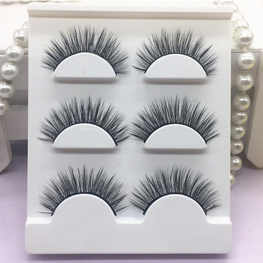 Buy Makeup Long Natural 3D Thick Handmade False Eyelashes Cross False ...