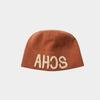 Warm Thick Knitted Fall Winter Hat Large Head Size Embroidered Letter Cap  For Women