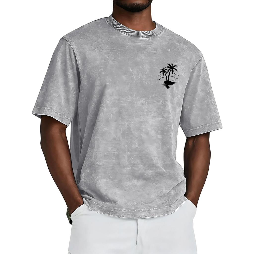 Short Sleeve Crew Neck T Shirt with Tree Print Loose Fit Casual Top for Everyday Wear Unisex Design Comfortable Material