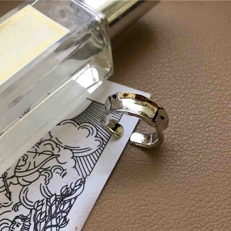 PANJBJ 925 Sterling Silber Dicker Doppelring für Damen Mädchen Geschenk Minimalismus Neutral Öffnend Breiter Schmuck Dropshipping