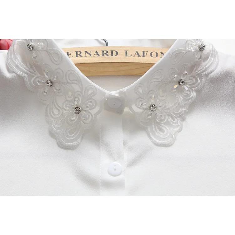 Perfect Match Women'S Adult Shirt Fake Collar Lace Beads False Collar Embroidered Detachable Blouse Tops Sweater Decorative Half Shirt Decor