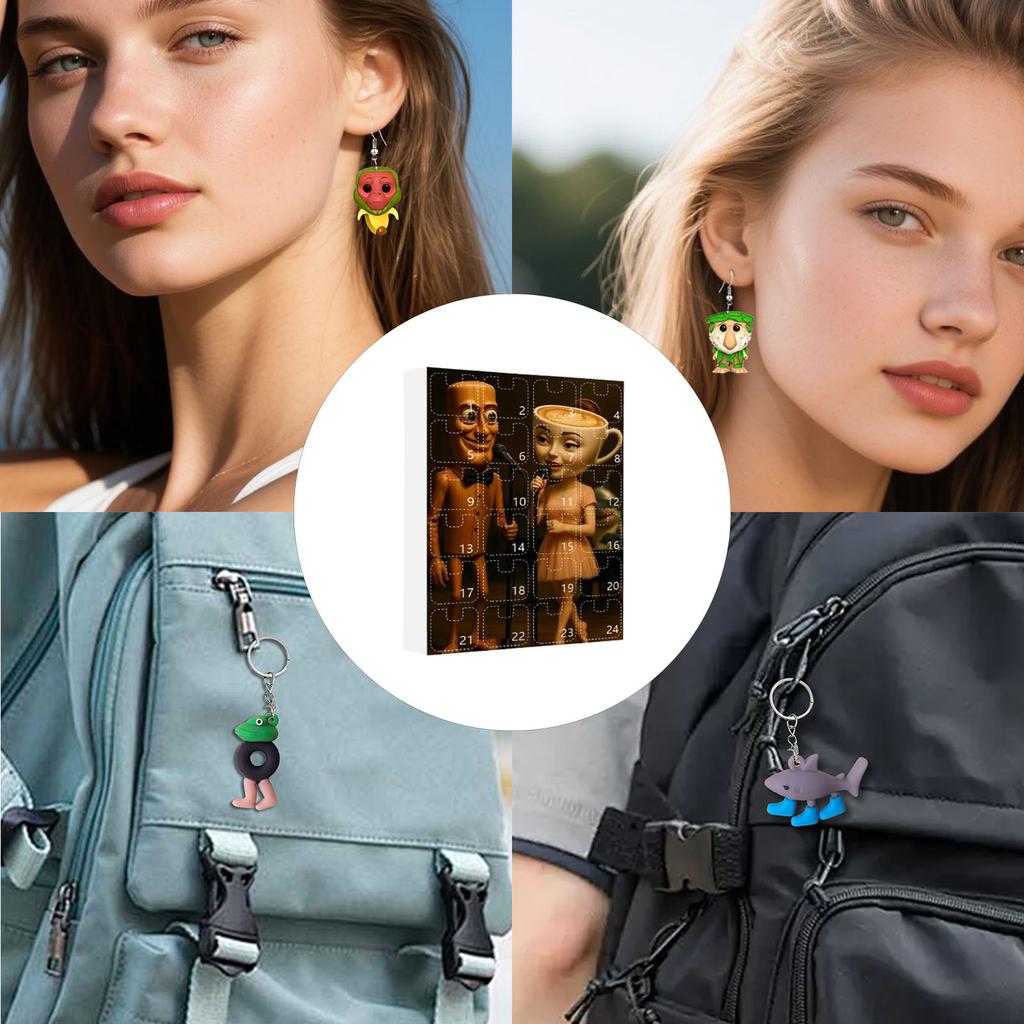Tung Tung Tung Sahur Shan Hai Jing Blind Box Flacher Anhänger Ohrringe Accessoire Schlüsselanhänger Anhänger