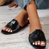 Summer New 2024 Womens Fashion Open-toe Flat Non-slip Women's Shoes Outdoor Casual Solid Color Beach Women's Slippers Large Size