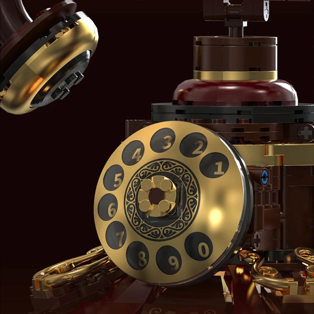 Retro Telephone Moc Building Toys Carousel Blocks Model Room Decor Diy Bricks Ornament Gifts For Kids Adult 1130Pcs With Light