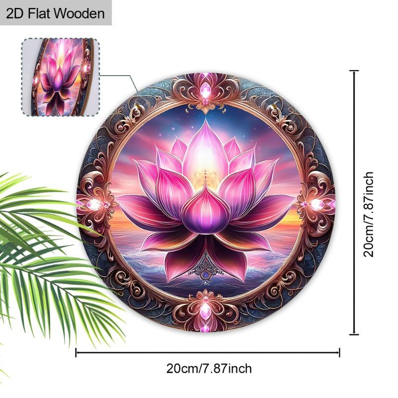2D Flach, 1 Stück Rosa Lotusblumen Holzschild, Moderne Heimwandkunst Dekorative Plakette, Perfekt für Garten Balkon Tür Hängedekoration, Feiertagsparty