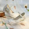[Jade Butterfly] 2024 Embroidered Women's Round Toe Hanfu High Heels - Old Beijing Style with Inner Heightening and Thick Sole.