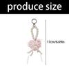 Lovely Heart Shaped Fluffy Keychain with Lace Pearls Detail Decorative Bowknot Bag Charm for Women Girls Gift