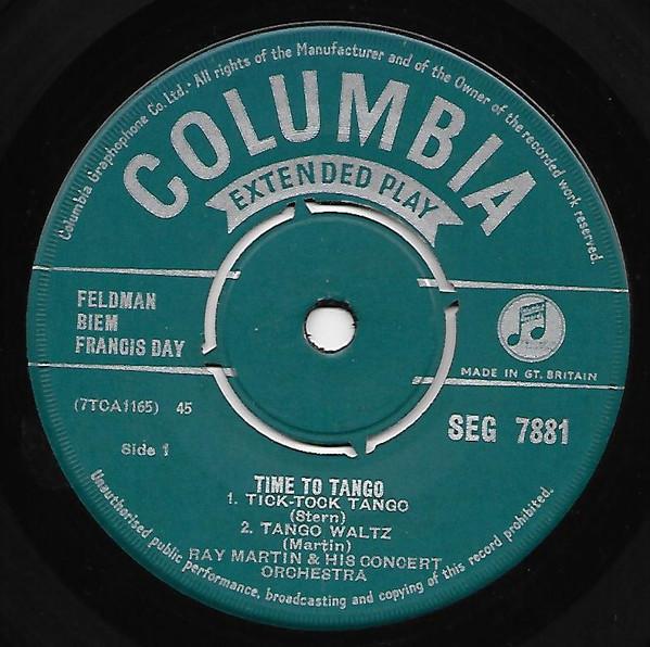 

Пластинка 7 дюймов RAY MARTIN HIS CONCERT ORCHESTRA Time To Tango SEG7881 Columbia UK Джаз Б/У