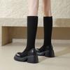 Fashion Elegant Heeled Round Toe Ladies Knee High Shaft Shoes Autumn Winter Platform Women's Long Boots Elastic Comfortable Boot Sale