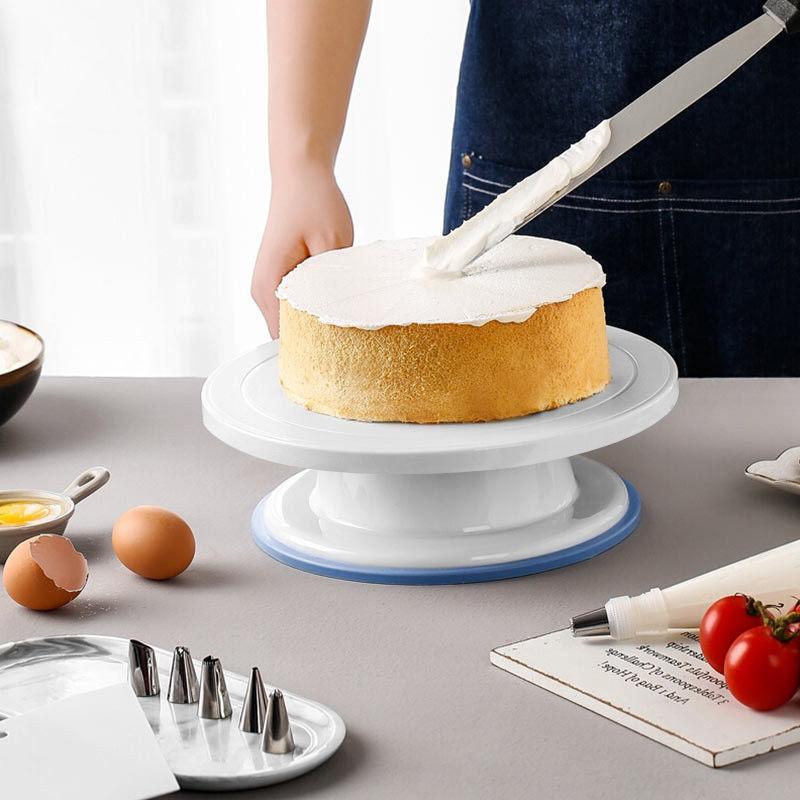Plastic Cake Decorating Turntable Non Slip Base Smooth Rotation Perfect For Home Baking Pastry Making