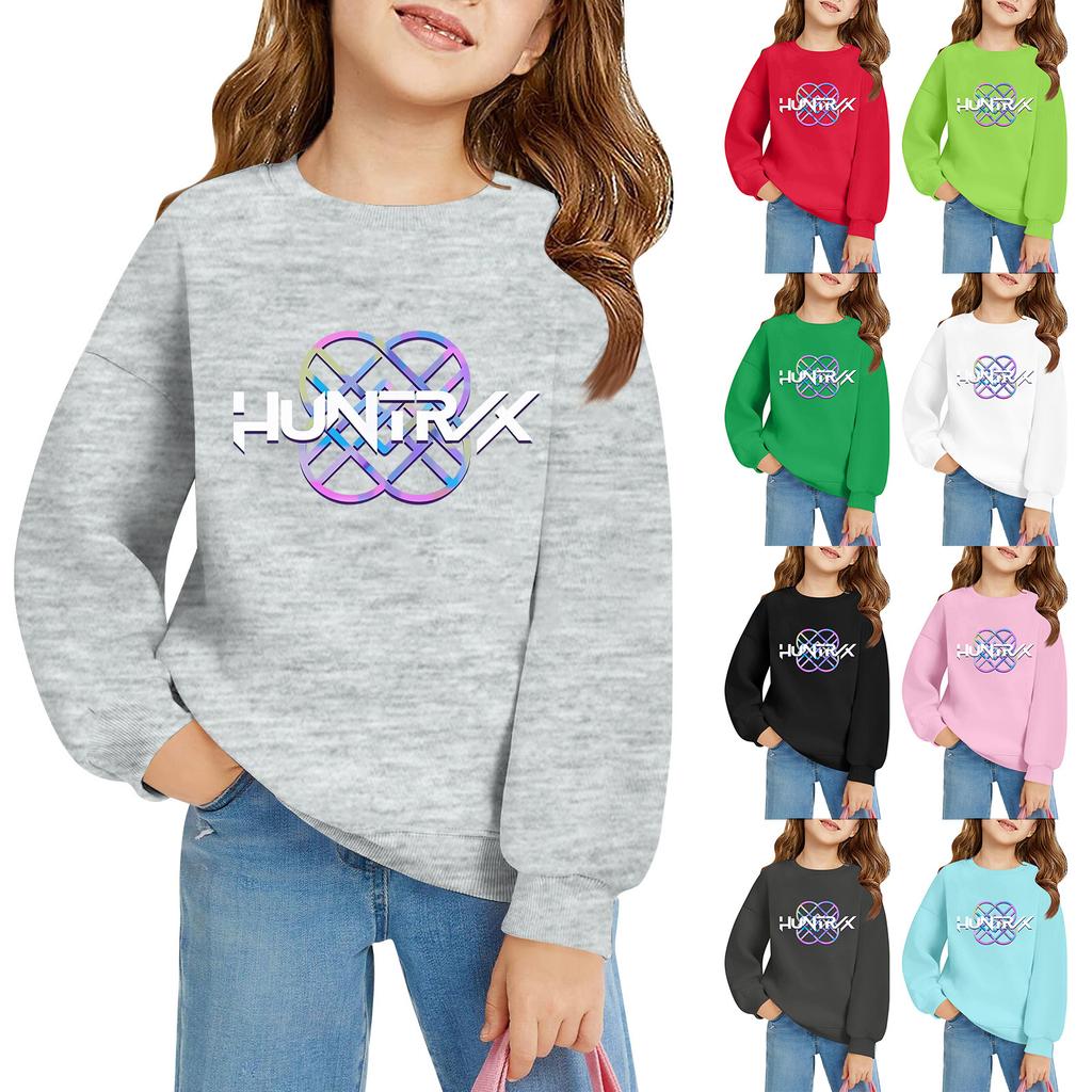 Kids' Long Sleeve Loose Pullover Letter Printed Round Neck Sweatshirt
