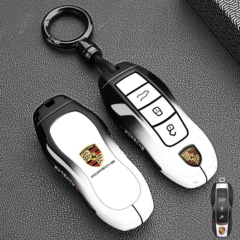 Metal Car Key Case Cover Holder Protection Key Bag For Porsche Panamera Carman Macann Bobst Cayenne 911 981 991 970 9969 Sticker