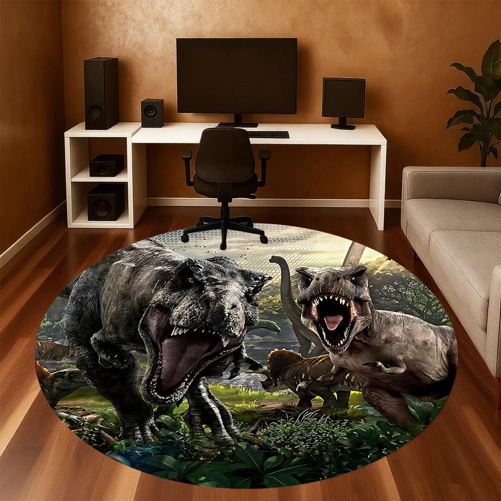 1pc Tyrannosaurus Rex Round Chair Mat Area Rug - Non-Slip, Floor Mat for Office, Bedroom, and Indoor Decor C1125336