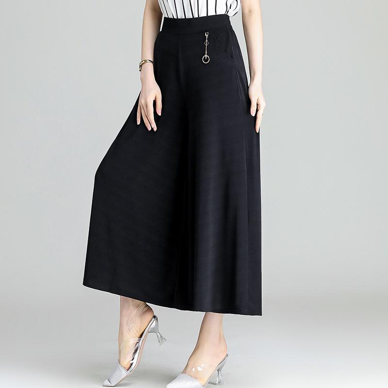 Plus Size High Waist Wide Leg Skirt Pants for Women - Summer Casual Nine-Point Fashion