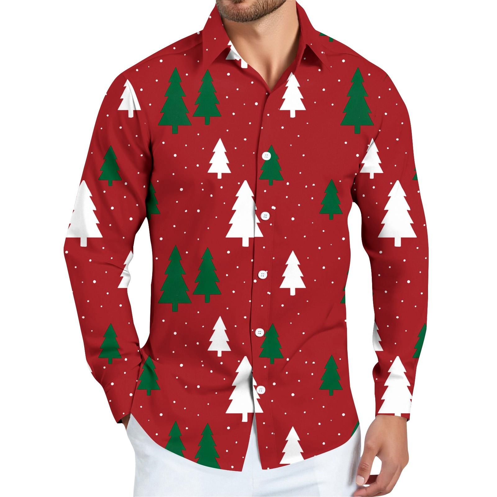 

Мужская рождественская рубашка с рождественским принтом, с длинным рукавом, на пуговицах M