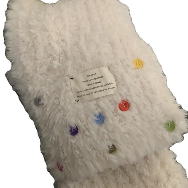 Korean Style Fashion Button Plush Thickened Scarf for Female Students in Winter Thickened and Warm Versatile Stylish and Trendy Scarf for Students