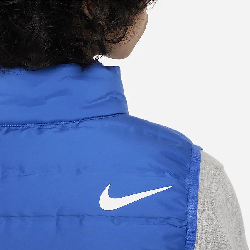 Nike Swoosh Logo Printed Stand Collar Zipper Casual Down Vest Kids vest Blue FV2520-480
