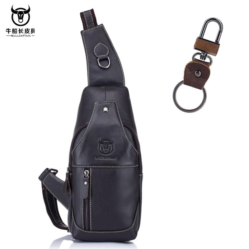 Retro Men's Genuine Leather Shoulder Crossbody Bag with A Layered Cowhide Front Cover