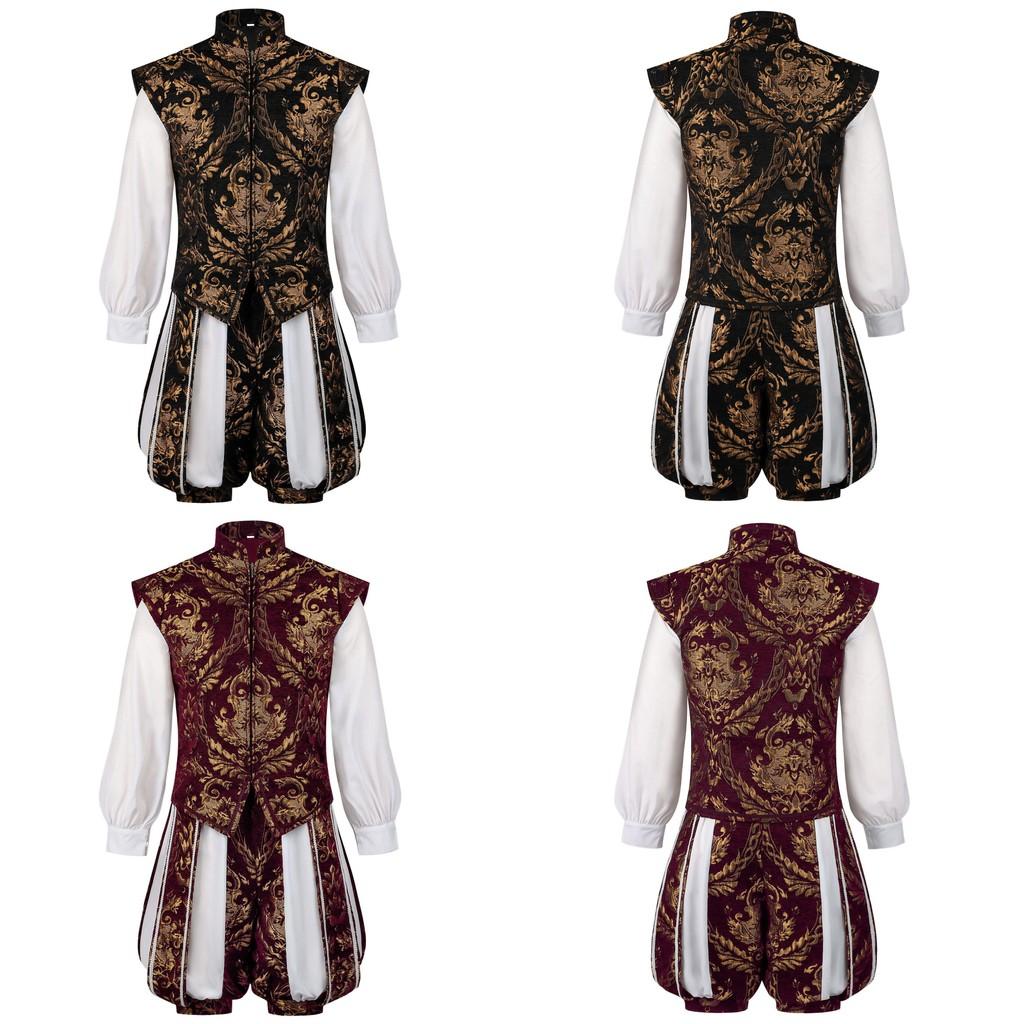 Elizabethan Renaissance Era Prince Cosplay Costume Vest Pumpkin Pants Set Gift