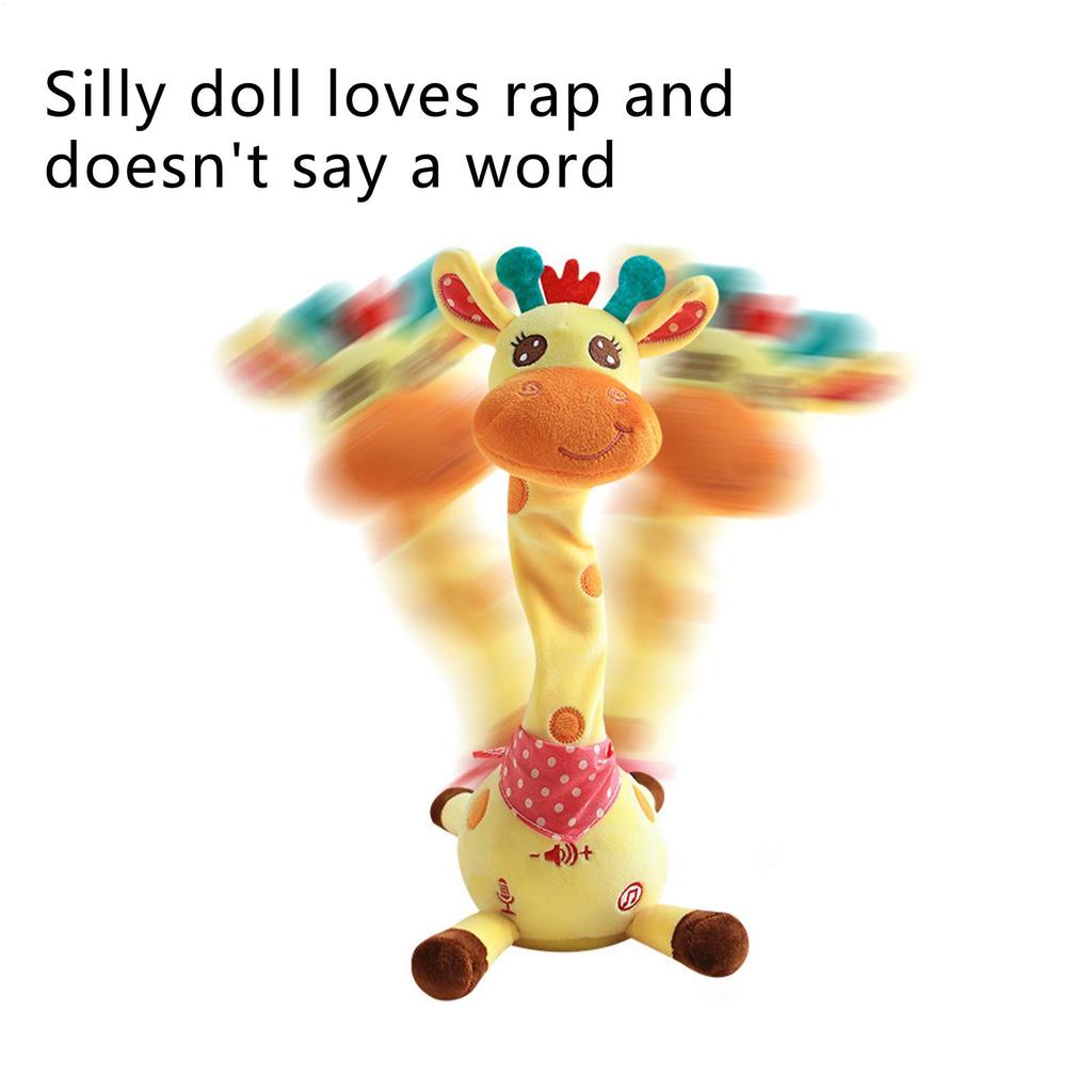 Singing Giraffe Plush Singing Interactive Toy Twisting Electronic Soft Plush Light Up Talking Repeating Giraffe For Toddler Boys