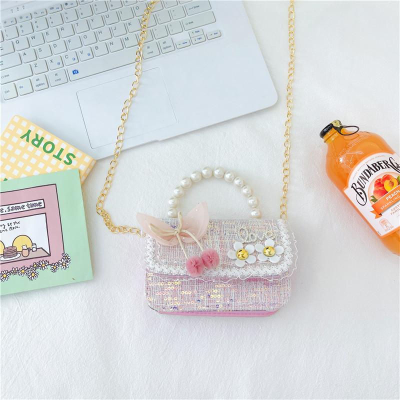 Adorable Mini Pearl Handbag For Girls Charming Chain Shoulder Bag For Children