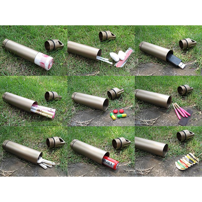 60ml Outdoor Kapsel Verschlussflasche Tragbare Aluminiumlegierung Überleben Pillendose Versiegelte Wasserdichte Box Behälter Etui Batteriehalter