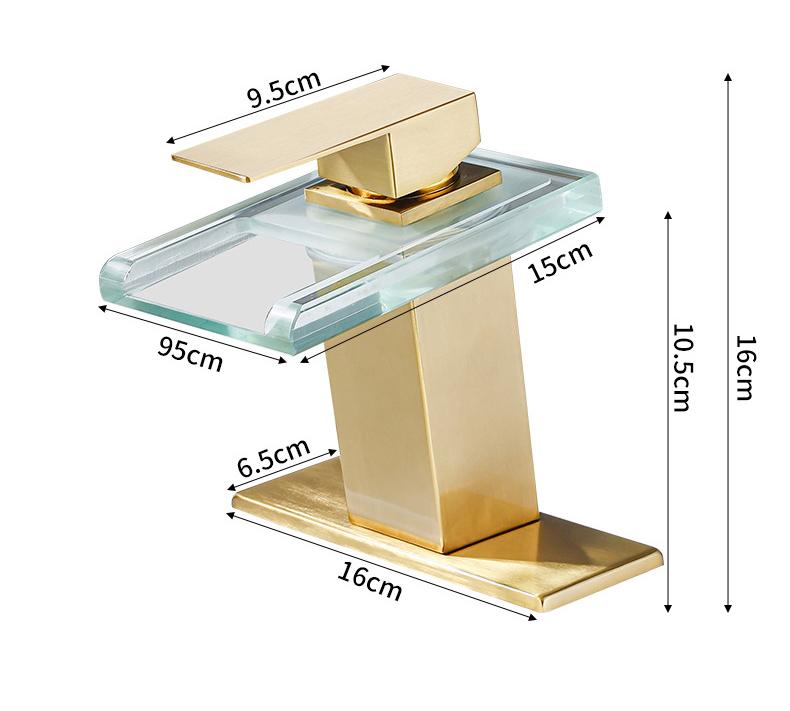 Grifo de Lavabo Cascada LED 3 Colores Salida de Cristal Mezcladores de Lavabo de Baño Grifos Cromo Montaje sobre Cubierta Grifo Frío Caliente