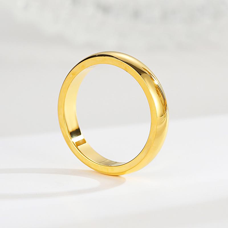 18k Gold Plated Ring Moissanite Engagement Wedding Band Stainless Steel Fade Resistant Trendy Jewelry